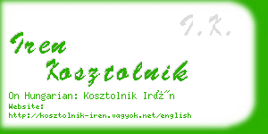 iren kosztolnik business card